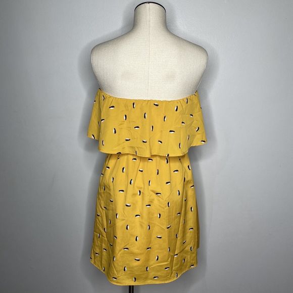 Everly Sleeveless Mini Dress Womens Small Yellow Penguin Print Flowy Tiered - Picture 2 of 15